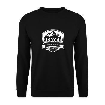 Vorname Arnold Der Mann Der Mythos Die Legende - Unisex Pullover - Schwarz - Vorne - Alina (178cm) & Michal (187cm)