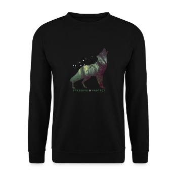 Preserve & Protect Climate Protection Wolf - Unisex Sweatshirt - black - Front - Alina (178cm) & Michal (187cm)