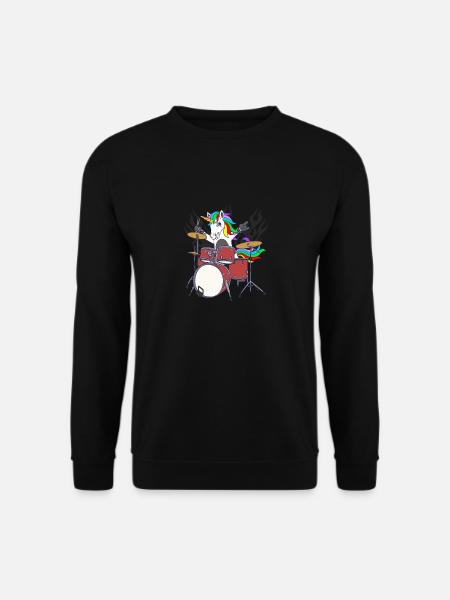 Einhorn Schlagzeuger Band Musik - Unisex Pullover - Schwarz