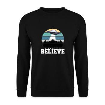 OVNI Je veux croire le thé OVNI extraterrestre - Sweat-shirt Unisexe - noir - Devant - Alina (178cm) & Michal (187cm)