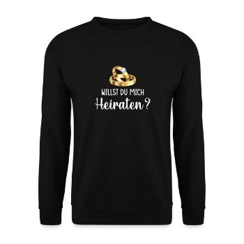 Willst du mich heiraten - Unisex Pullover - Schwarz - Vorne - Alina (178cm) & Michal (187cm)