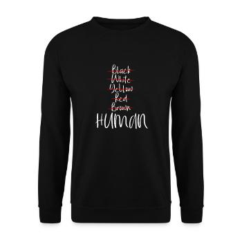 Black White Red Yellow Brown Human - Unisex Pullover - Schwarz - Vorne - Alina (178cm) & Michal (187cm)