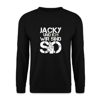 Jacky And I Are So - Unisex Pullover - Schwarz - Vorne - Alina (178cm) & Michal (187cm)