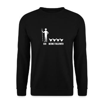 Ich und meine Follower Landwirt Huhn Hühner - Unisex Pullover - Schwarz - Vorne - Alina (178cm) & Michal (187cm)