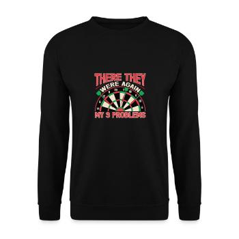 Dart Darts Dartspieler Dartscheibe darten - Unisex Pullover - Schwarz - Vorne - Alina (178cm) & Michal (187cm)