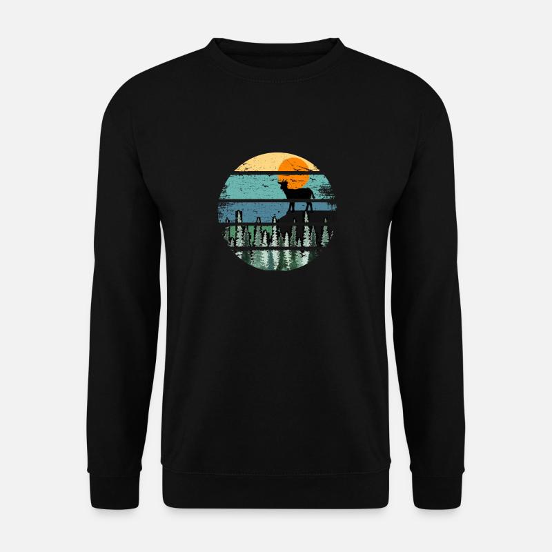 Retro Howling Wolf Wild - Unisex Pullover - Schwarz