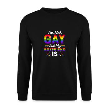 Je ne suis pas gay, mais mon petit ami est bisexuel quee - Sweat-shirt Unisexe - noir - Devant - Alina (178cm) & Michal (187cm)