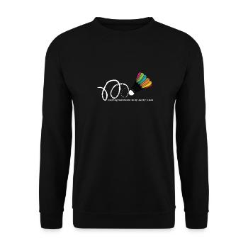 Glückliches Badminton - Unisex Pullover - Schwarz - Vorne - Alina (178cm) & Michal (187cm)