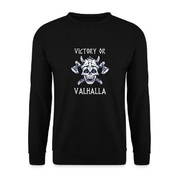 Victory Or Valhalla Viking Warriors Norsemen - Unisex Sweatshirt - black - Front - Alina (178cm) & Michal (187cm)