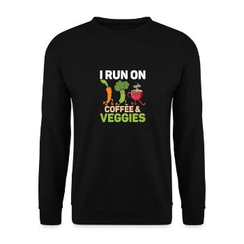 Je cours sur le café et les légumes Veggie Drôle de véganisme - Sweat-shirt Unisexe - noir - Devant - Alina (178cm) & Michal (187cm)
