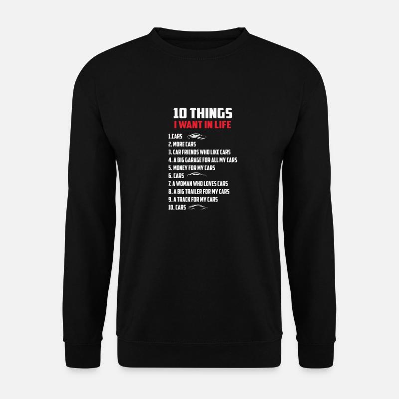 10 Tings i want in Life Cooles Tuning Carlover - Unisex Pullover - Schwarz