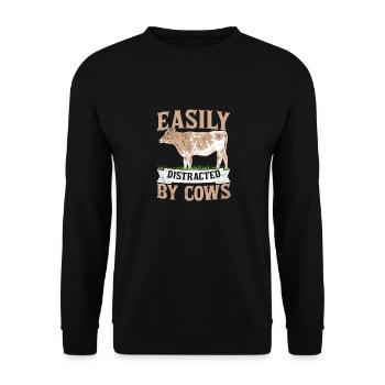 Easily Distracted By Cows Cattle Farmer Farm Anima - Unisex Sweatshirt - black - Front - Alina (178cm) & Michal (187cm)
