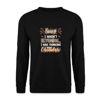 Thinking About Chocolate Funny Chocolate Lover - Unisex Sweatshirt - black - Front - Alina (178cm) & Michal (187cm)