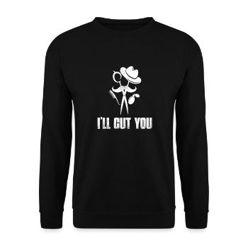 I'll Cut You Barber Shop Hair Cutting - Unisex Pullover - Schwarz - Vorne - Alina (178cm) & Michal (187cm)
