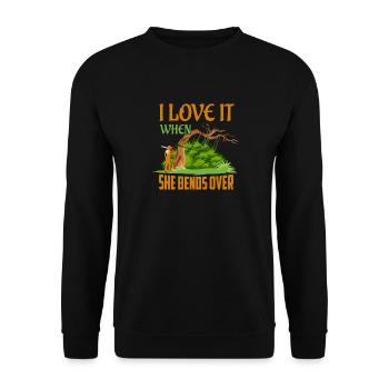 I Love It When She Bends Over Arborist Woodworker - Unisex Pullover - Schwarz - Vorne - Alina (178cm) & Michal (187cm)