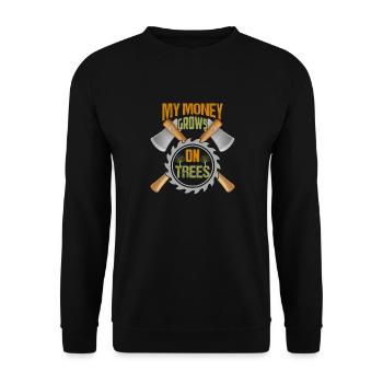 My Money Grows On Trees Arborist Woodworker - Unisex Sweatshirt - black - Front - Alina (178cm) & Michal (187cm)