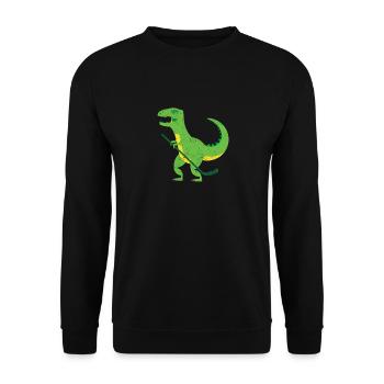 Hockeysaurus Dinosaurier Eishockeyspieler Winter - Unisex Pullover - Schwarz - Vorne - Alina (178cm) & Michal (187cm)