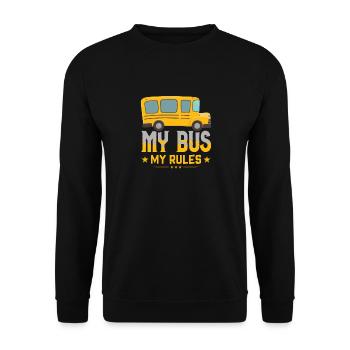 My Bus My Rules Yellow Bus School Bus Driver - Unisex Sweatshirt - black - Front - Alina (178cm) & Michal (187cm)