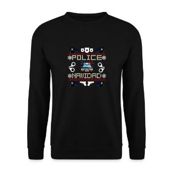 Police Navidad Xmas Holiday Funny Pajama - Unisex Pullover - Schwarz - Vorne - Alina (178cm) & Michal (187cm)