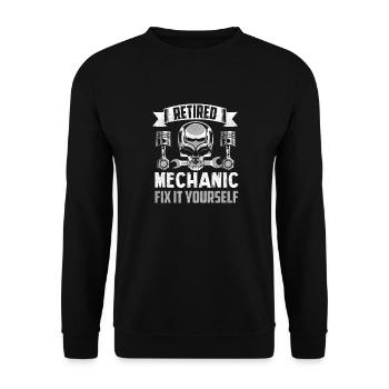 Retired Mechanic Fix It Yourself Garage Grandpa - Unisex Sweatshirt - black - Front - Alina (178cm) & Michal (187cm)