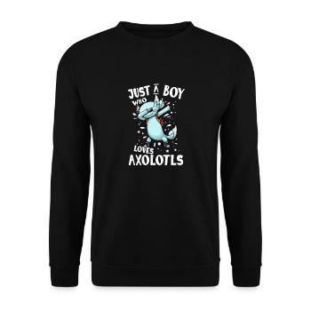 Just a boy who loves axolotls mexican salamander - Unisex Sweatshirt - black - Front - Alina (178cm) & Michal (187cm)
