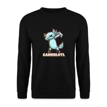 Dabbing Blue Axolotl Gamer who loves Video Game - Unisex Sweatshirt - black - Front - Alina (178cm) & Michal (187cm)