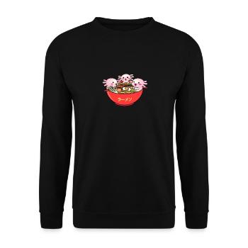 Axolotl Süße Axolotls Ramen Japanisch - Unisex Pullover - Schwarz - Vorne - Alina (178cm) & Michal (187cm)