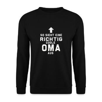 So sieht eine Richtig Coole OMA aus - Unisex Pullover - Schwarz - Vorne - Alina (178cm) & Michal (187cm)