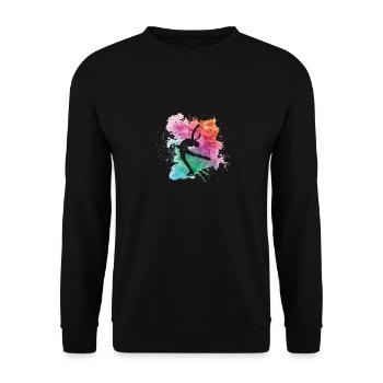Bunte Eiskunstläuferin Schlittschuhlaufen Winter - Unisex Pullover - Schwarz - Vorne - Alina (178cm) & Michal (187cm)