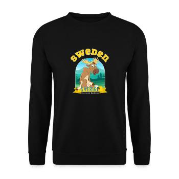 Sweden Sverige Elk on the loose - Unisex Sweatshirt - black - Front - Alina (178cm) & Michal (187cm)