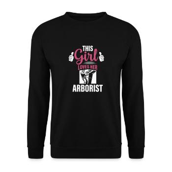 This Girl Loves Her Arborist Lumberjack Woodworke - Unisex Pullover - Schwarz - Vorne - Alina (178cm) & Michal (187cm)