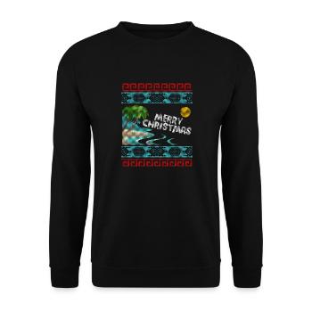 Merry Christmas Beach Vacation Holiday Sweater - Unisex Pullover - Schwarz - Vorne - Alina (178cm) & Michal (187cm)