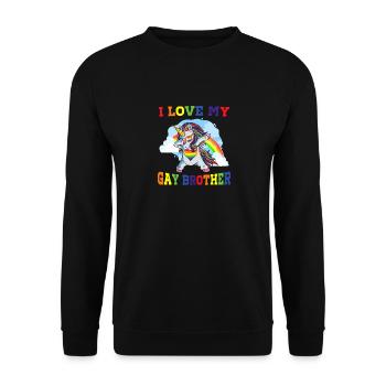 J’aime mon frère gay Fun LGBT Gay Ally Unicorn - Sweat-shirt Unisexe - noir - Devant - Alina (178cm) & Michal (187cm)