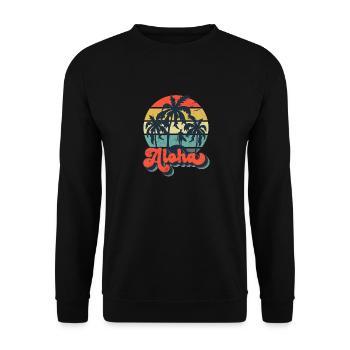 Aloha Hawaiian Island Palm Beach Surfboard Surf - Unisex Sweatshirt - black - Front - Alina (178cm) & Michal (187cm)