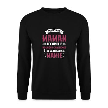 Mission de maman accomplie mamie annonce grossesse - Sweat-shirt Unisexe - noir - Devant - Alina (178cm) & Michal (187cm)