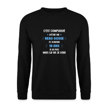 Compliqué beau gosse et 18 ans - Sweat-shirt Unisexe - noir - Devant - Alina (178cm) & Michal (187cm)