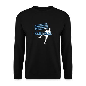 Herren Handballspieler Handballer Handball Trainer - Unisex Pullover - Schwarz - Vorne - Alina (178cm) & Michal (187cm)
