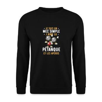 Simple Type Pétanque Apéro Cadeau - Sweat-shirt Unisexe - noir - Devant - Alina (178cm) & Michal (187cm)