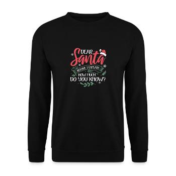 Dear Santa Before I Explain Funny Christmas - Unisex Pullover - Schwarz - Vorne - Alina (178cm) & Michal (187cm)