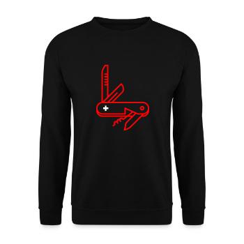 Schweizer Taschenmesser - Unisex Pullover - Schwarz - Vorne - Alina (178cm) & Michal (187cm)