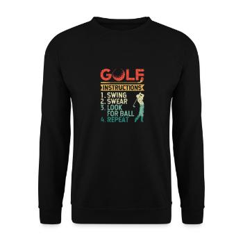 Golf Instructions Swing Oath Search Ball Repeat - Unisex Sweatshirt - black - Front - Alina (178cm) & Michal (187cm)