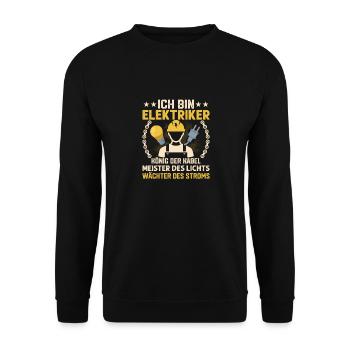 Ich Bin Elektriker König der Kabel Elektrik - Unisex Pullover - Schwarz - Vorne - Alina (178cm) & Michal (187cm)