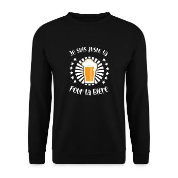je suis juste là pour la bière - humour - Sweat-shirt Unisexe - noir - Devant - Alina (178cm) & Michal (187cm)