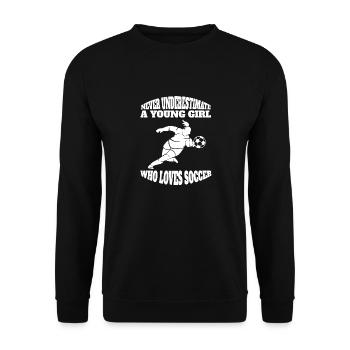 Fußballspielerin Fußballerin Frau Fußballtrainerin - Unisex Pullover - Schwarz - Vorne - Alina (178cm) & Michal (187cm)
