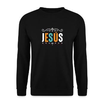 Jésus joue à la religion au sujet de la foi de Dieu - Sweat-shirt Unisexe - noir - Devant - Alina (178cm) & Michal (187cm)