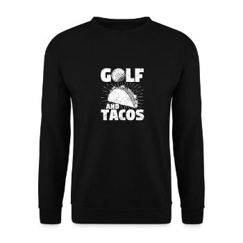 Golf und Tacos Lustiges mexikanisches Gericht - Unisex Pullover - Schwarz - Vorne - Alina (178cm) & Michal (187cm)