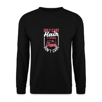 Golfspielende Spielerin Fahrende Golferin Golf Car - Unisex Pullover - Schwarz - Vorne - Alina (178cm) & Michal (187cm)