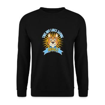 Junge rettet gerne Tiere retten Katzen Hunde - Unisex Pullover - Schwarz - Vorne - Alina (178cm) & Michal (187cm)