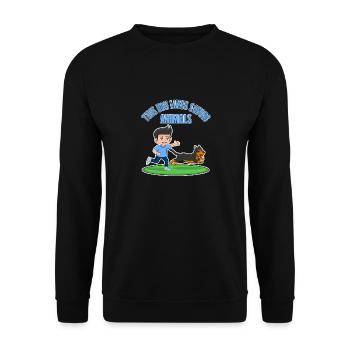Junge mag Tiere retten Lustiges Zitat - Unisex Pullover - Schwarz - Vorne - Alina (178cm) & Michal (187cm)