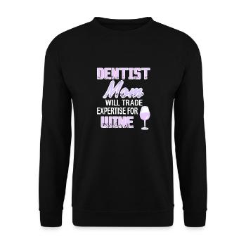 Dentist Mom Will Trade Expertise For Wine Present - Unisex Pullover - Schwarz - Vorne - Alina (178cm) & Michal (187cm)